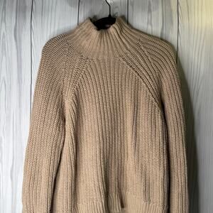 Gap Sweater Womens Medium Beige Roll Neck Knit Fisherman Heavy Medium
